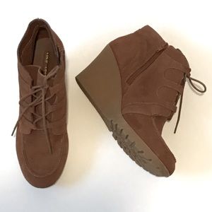 Nine West "Jonathan" Leather Suede Wedge Bootie  9